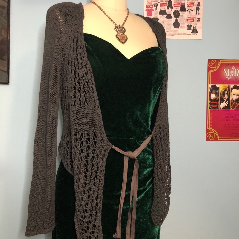 Fairycore Whimsigoth Cotton Linen Crochet Bohemian Cardigan Top Medium